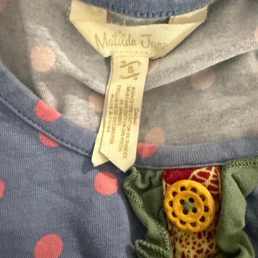 Matilda Jane Harvest Time Dress Girls 8 Blue Yellow Floral Polka Dot Boho Whimsy